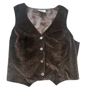 Vintage | 100% Cotton Unisex Brown Velvet Vest  | Size 12